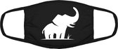 Olifant mondkapje | dier | dierendag | Afrika | safari | grappig | gezichtsmasker | bescherming | bedrukt | logo | Zwart mondmasker van katoen, uitwasbaar & herbruikbaar. Geschikt
