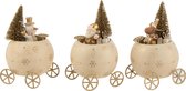 J-Line Rendier/Kerstman/Sneeuwman In Bol Auto Metaal Zilver/Zwart Assortiment Van 3