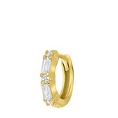 Lucardi Dames Gold helixpiercing baguette zirkonia - Piercing - Cadeau - Echt Zilver - Goudkleurig