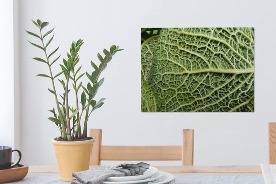 Les veines de la feuille dans un chou vert Toile 40x30 cm - petit - Tirage photo sur toile (Décoration murale salon / chambre)