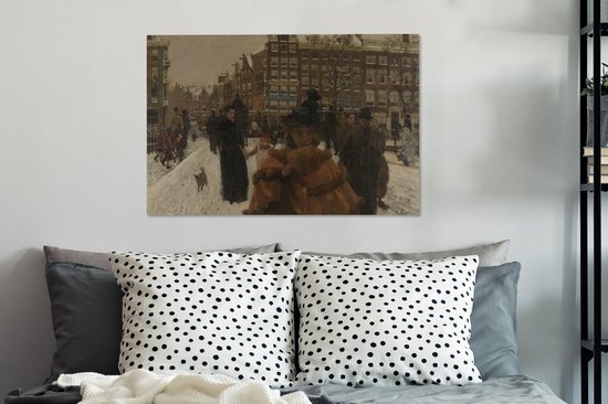 Le Pont Singel à la Paleisstraat à Amsterdam - Peinture de George Hendrik Breitner Toile 90x60 cm - Tirage photo sur toile (Décoration murale salon / chambre)