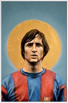 JUNIQE - Poster met kunststof lijst Football Icon - Johan Cruyff