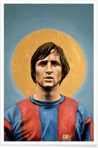 JUNIQE - Poster Football Icon - Johan Cruyff -13x18 /Blauw & Geel