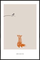JUNIQE - Poster in kunststof lijst Vogel en Vos -20x30 /Bruin & Oranje