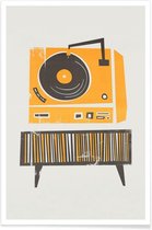 JUNIQE - Poster Vinyl Junkie -20x30 /Grijs & Oranje