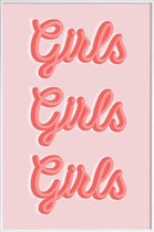 JUNIQE - Poster in kunststof lijst Girls Girls Girls -20x30 /Roze