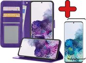 Samsung S20 Ultra Hoesje Book Case Met Screenprotector - Samsung Galaxy S20 Ultra Case Hoesje Wallet Cover Met Screenprotector - Paars