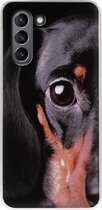 ADEL Siliconen Back Cover Softcase Hoesje Geschikt voor Samsung Galaxy S21 - Teckel Hond