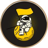 Klok Kinderillustratie Ruimte Ø 30 cm - Kinderillustratie van een astronaut op de maan - Modern - Houtkleurige wandklok met foto