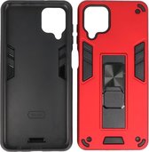 Samsung Galaxy A12 - Tough Armor Hardcase - Telefoonhoesje Met Standfunctie - Bestcases Backcover - Rood