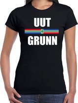 Uut grunn met vlag Groningen t-shirts Gronings dialect zwart voor dames M