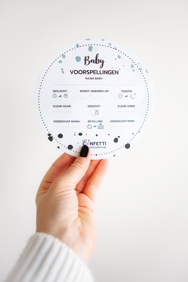 Goedkoopste Babyshower invulkaart | GROEN | 15 stuks | ROND | voorspellingskaart | wenskaart | LET'S CONFETTI