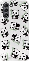 ADEL Siliconen Back Cover Softcase Hoesje Geschikt voor Samsung Galaxy S21 - Panda Liggend