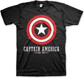 Marvel Captain America Heren Tshirt -S- Logo Zwart