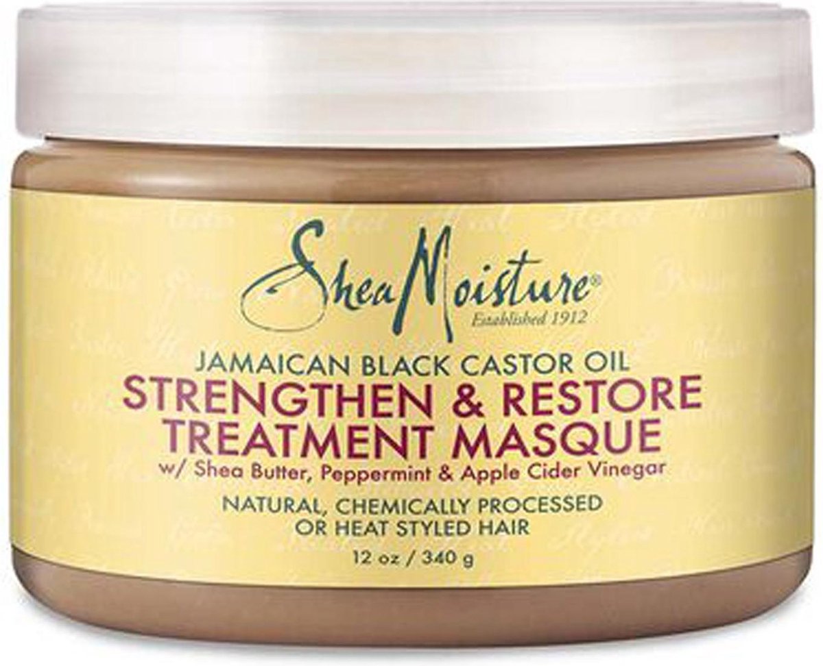 Bol.com Shea Moisture Jamaican Black Castor Oil - Haarmasker - Strengthen Grow & Restore Treatment Masque - 340 ml aanbieding