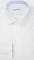 Michaelis Slim Fit overhemd - wit twill (contrast) - Strijkvrij - Boordmaat: 40