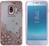 Hoesje CoolSkin Bumper Clear - Telefoonhoesje Samsung J2 Pro 2018 Flower - Rosé Goud