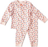 Little Label - Pyjama Meisjes - 2-delige pyjamaset - Roze, Bloemen - Bloemenprint - Maat 110-116 - Zachte BIO Katoen
