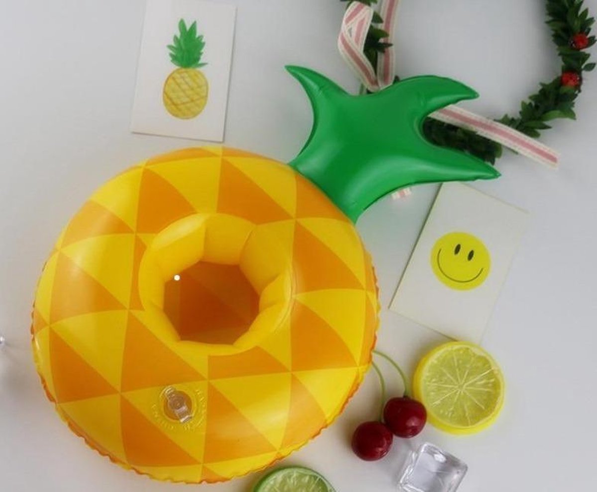 Opblaasbare wateronderzetters flamingo donut, citroen, watermeloen, krab, heartwater spel spelen op het water [ananas beker mat]