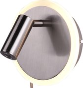 LED Wandlamp - Trinon Jodan - 7W - Warm Wit 3000K - Rond - Mat Nikkel - Aluminium