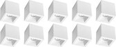 Opbouwspot 10 Pack - Primux Cliron Pro - GU10 Fitting - Opbouw Vierkant - Mat Wit - Aluminium - Verdiept - Ø90mm