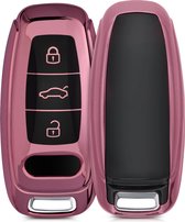 kwmobile autosleutel hoesje compatibel met Audi A6 A7 A8 Q7 Q8 3-knops autosleutel Keyless - autosleutel behuizing in hoogglans roségoud