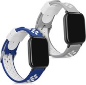 kwmobile 2x armband voor Huami Amazfit GTS / GTS 2 / GTS 2e / GTS 3 - Bandjes voor fitnesstracker in blauw / wit / grijs / wit