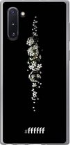 6F hoesje - geschikt voor Samsung Galaxy Note 10 -  Transparant TPU Case - White flowers in the dark #ffffff