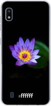 Samsung Galaxy A10 Hoesje Transparant TPU Case - Purple flower in the dark #ffffff