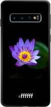 Samsung Galaxy S10 Hoesje TPU Case - Purple Flower in the Dark #ffffff