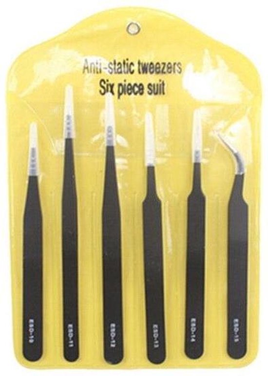 Precisie Pincet Set, 6 stks Craft Electronics Pincet Kit Statische Roestvrij voor Elektronica, Pincet, Solderi Staal