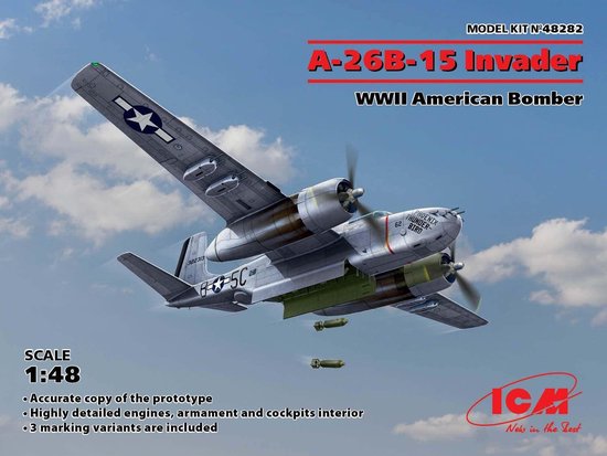 ICM Modelbouwpakket Militaire voertuigen - 48282 A-26B-15 Invader WWII American Bomber Plastic - 1:48 - Modelbouw