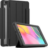 Case2go - Tablet hoes geschikt voor Samsung Galaxy Tab A 8.0 (2019) - Tri-Fold Book Case met Transparante Back Cover en Pencil Houder - Zwart