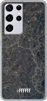 6F hoesje - geschikt voor Samsung Galaxy S21 Ultra -  Transparant TPU Case - Golden Glitter Marble #ffffff