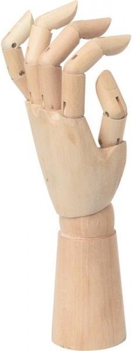Houten modelhand 25 cm vrouw links