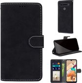 Voor LG K41S / K51S Retro Frosted Horizontale Flip PU lederen tas met houder & kaartsleuven & portemonnee & fotolijst (zwart)