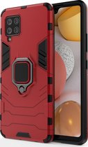 Samsung Galaxy A42 5G Hoesje - Mobigear - Armor Ring Serie - Hard Kunststof Backcover - Rood - Hoesje Geschikt Voor Samsung Galaxy A42 5G