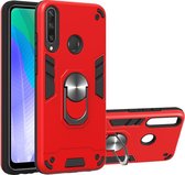 Huawei Y6p Hoesje - Mobigear - Armor Ring Serie - Hard Kunststof Backcover - Rood - Hoesje Geschikt Voor Huawei Y6p