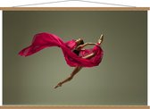 Schoolplaat – Dansende Ballerina in Roze Kleed - 120x80cm Foto op Textielposter (Wanddecoratie op Schoolplaat)