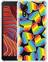 Hoesje Geschikt voor Samsung Galaxy Xcover 5 - Regenboog Hartjes
