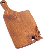 Rico & Plato kaasplank - hout - Cleaver met prachtig houtsnijwerk en vervaardigd uit gecertificeerd teak