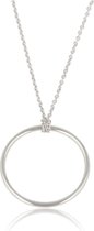 My Bendel - Korte ketting - zilver met grote ronde hanger - Minimalistische korte ketting met 21 mm open ronde hanger - zilver - Met luxe cadeauverpakking