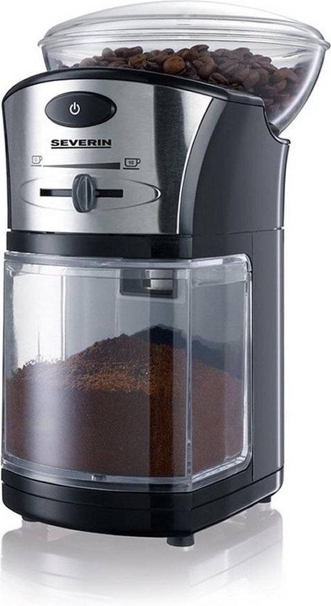 Severin KM 3874 Elektrische koffiemolen Zwart RVS maalschijven Container voor 150 g koffiebonen
