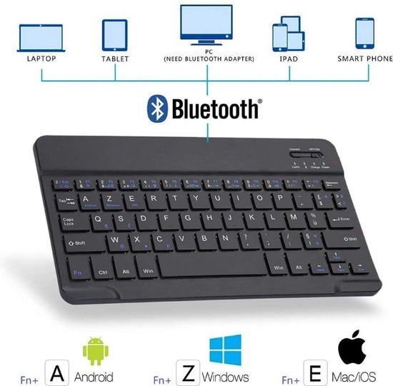 LitaLife Smart iPad Keyboard hoes - Blauw - Tablethoes Voor Apple iPad Air - iPad Air 2 - iPad 2017 - iPad 2018 - iPad Pro 9.7 - Inclusief toetsenbord - Flip Stand Sleeve - LitaLife