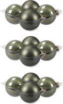 12x stuks kerstversiering kerstballen graniet groen van glas - 10 cm - mat/glans - Kerstboomversiering