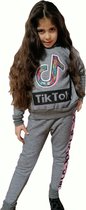MEISJES TikTok trainingspak | Trainingspak | grijs | maat 12 JAAR GF52