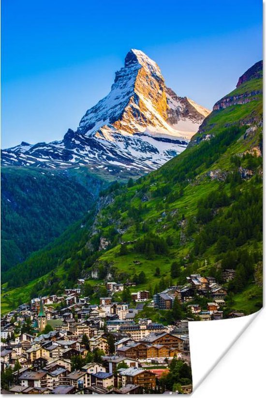 Zermatt et la montagne du Cervin en Suisse la nuit Poster 60x90 cm - Tirage  photo sur... | bol.com