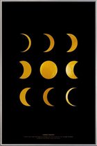 JUNIQE - Poster met kunststof lijst Lunar Phases gouden -40x60
