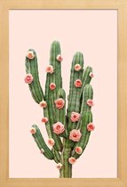 JUNIQE - Poster in houten lijst Cactusrozen foto -60x90 /Groen & Roze