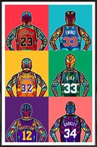 JUNIQE - Poster in kunststof lijst NBA-legendes pop art -60x90